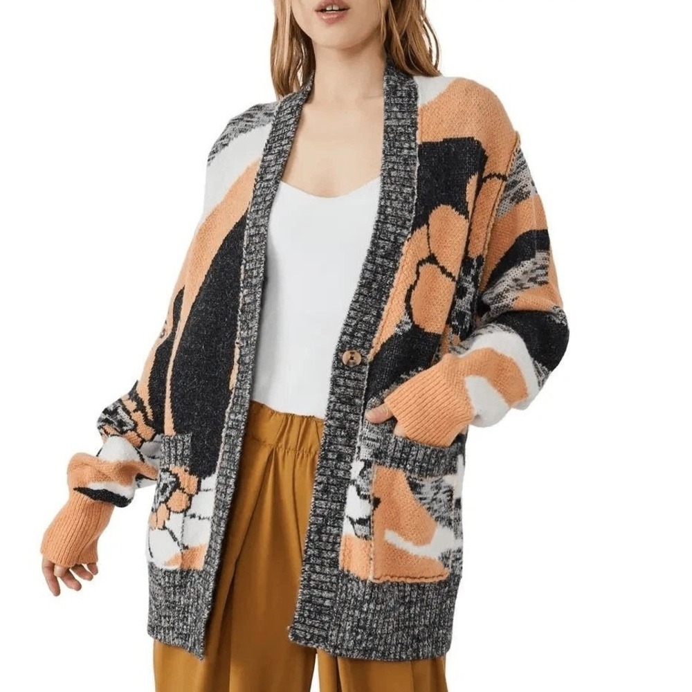 Free People August Cardigan in Peach‎ Petals Combo Sweater Size XS